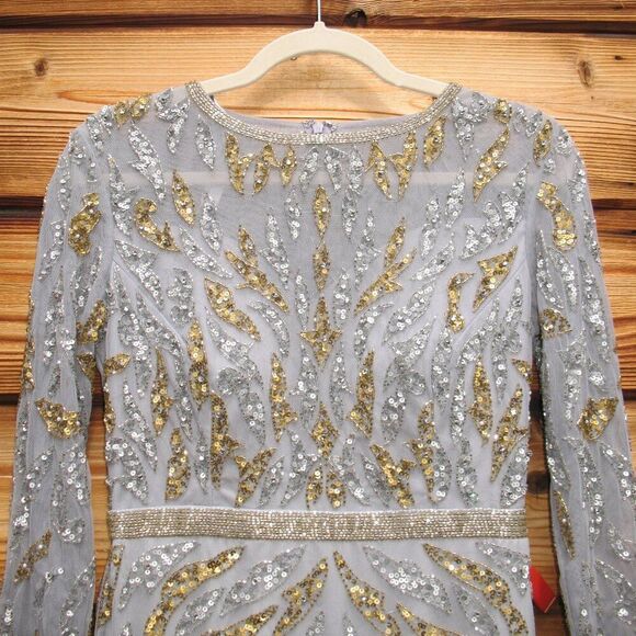 MAC DUGGAL 5124  Beaded Long Sleeve Evening Gown Dress - Picture 7 of 13